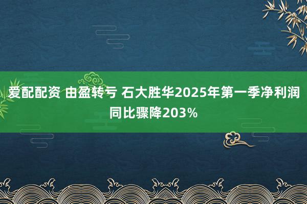 爱配配资 由盈转亏 石大胜华2025年第一季净利润同比骤降203%